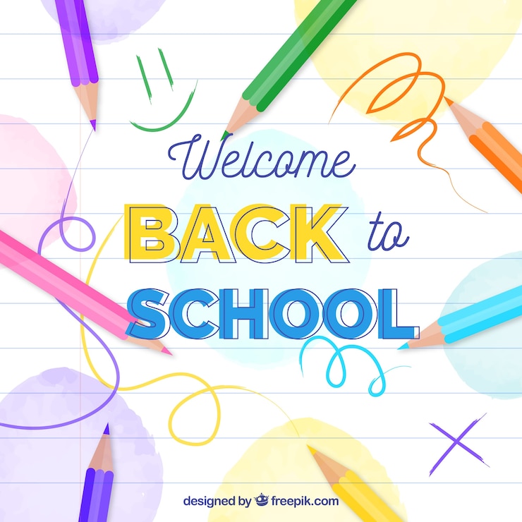 Gratis Vector terug naar schoolachtergrond met kleurpotloden