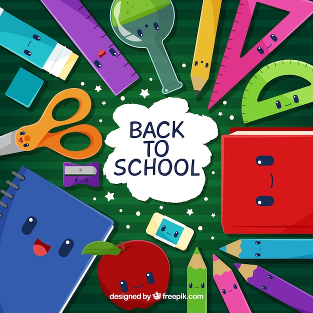 Gratis vector terug naar schoolachtergrond met leuke cartoons