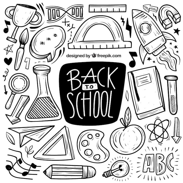 Gratis Vector terug naar schoolachtergrond met verschillende elementen
