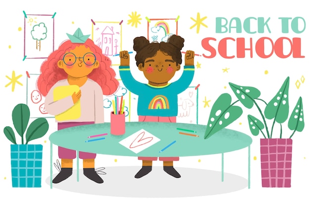 Gratis vector terug naar schoolbehang