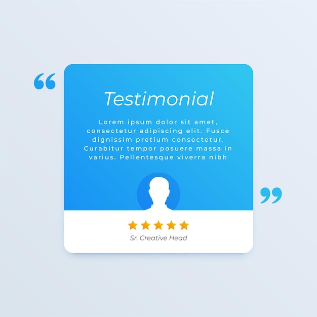 Gratis vector testimonial-beoordelingssjabloon met opmerking over sterbeoordeling