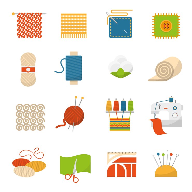 Gratis Vector textielindustrie iconen
