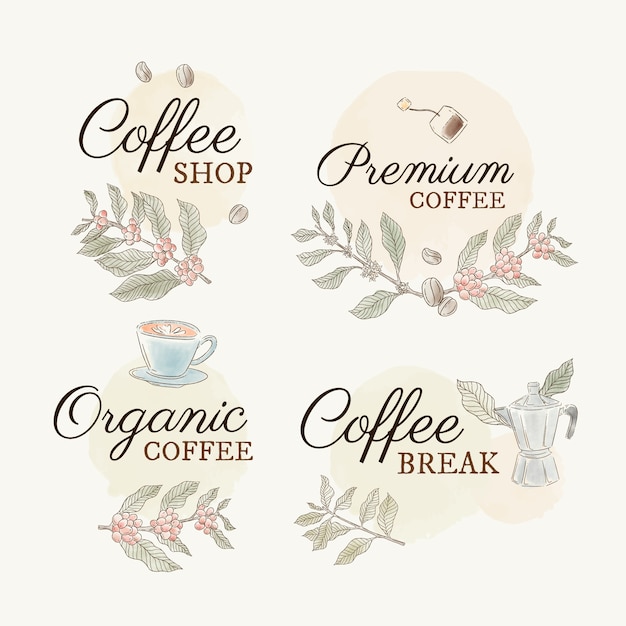 Gratis vector textuur koffieplantage etiketten sjabloon