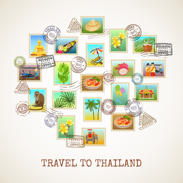 Gratis vector thailand briefkaart poster