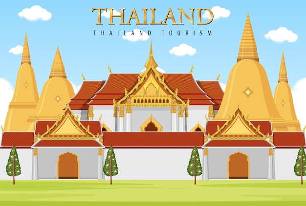 Gratis vector thailand iconische toeristische attractie achtergrond