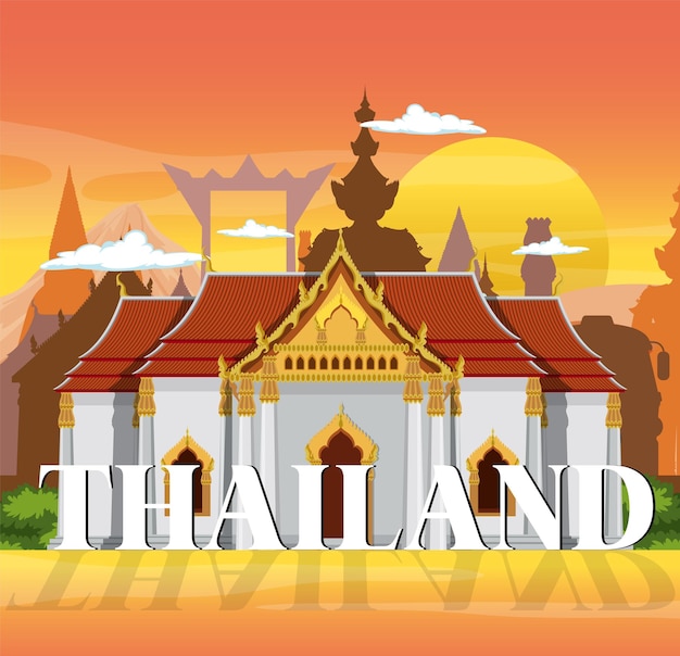 Gratis vector thailand iconische toeristische attractie achtergrond