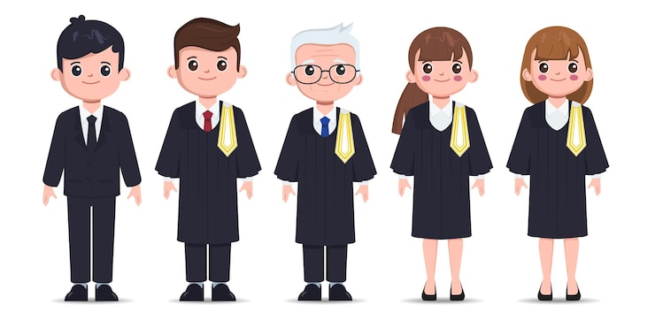 Gratis Vector thaise advocaat juridische beroepen tekenset flat cartoon advocaat vector design