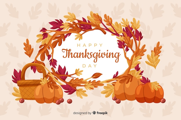 Gratis vector thanksgiving achtergrond in plat ontwerp