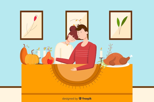 Gratis vector thanksgiving achtergrond in plat ontwerp