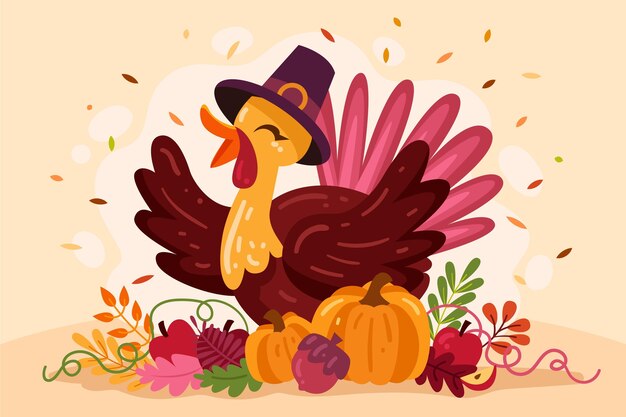 Thanksgiving achtergrond met gelukkig Turkije