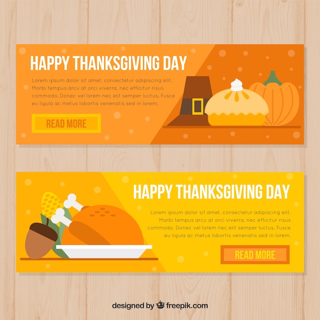 Thanksgiving banners in plat ontwerp