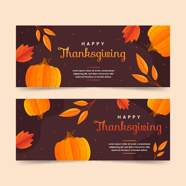 Gratis vector thanksgiving banners in plat ontwerp