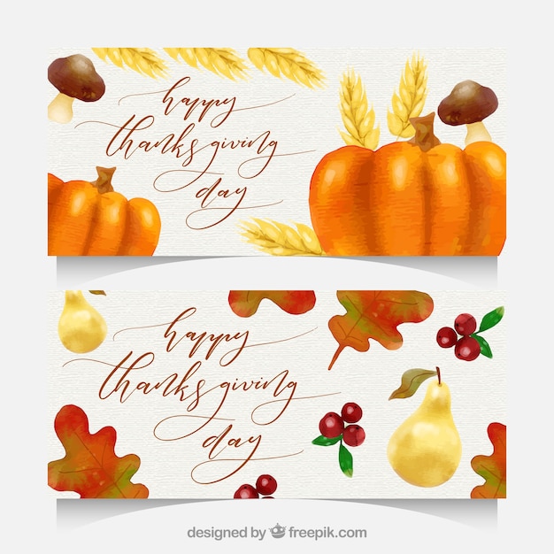 Thanksgiving banners met aquarel stijl