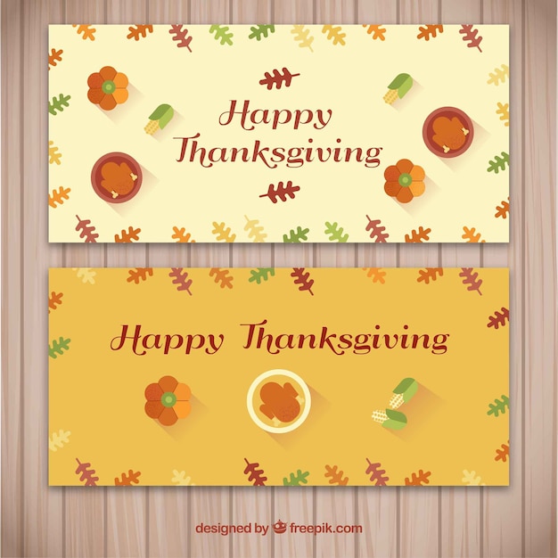 Gratis vector thanksgiving banners met vlak ontwerp