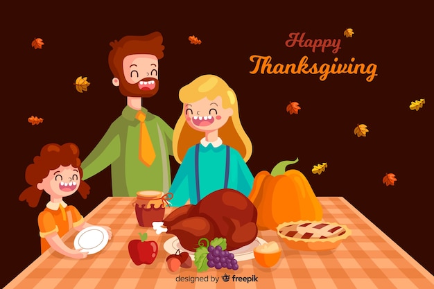 Gratis vector thanksgiving concept met platte ontwerp achtergrond