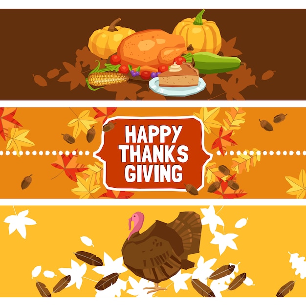 Thanksgiving day banner set