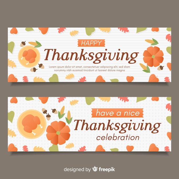Thanksgiving day banner set