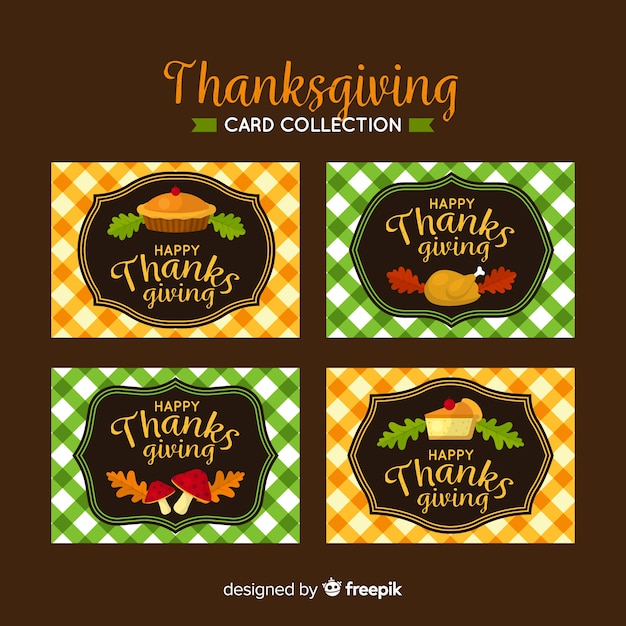 Thanksgiving day-kaartinzameling in vlak ontwerp