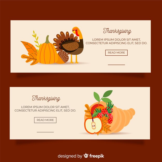 Thanksgiving day Turkije banner set