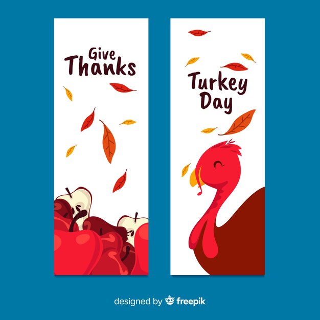 Thanksgiving day Turkije banner set