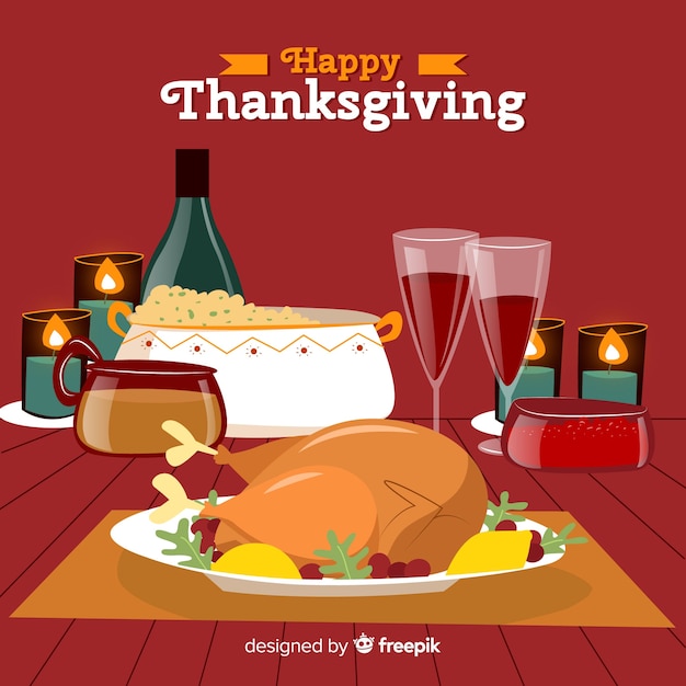 Gratis vector thanksgiving dayachtergrond in vlak ontwerp