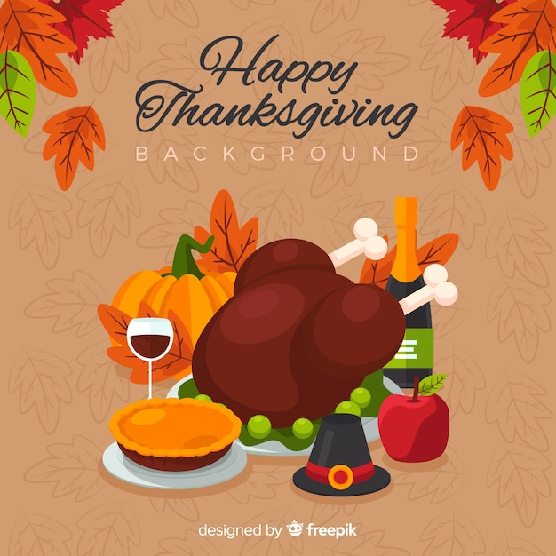 Thanksgiving dayachtergrond in vlak ontwerp