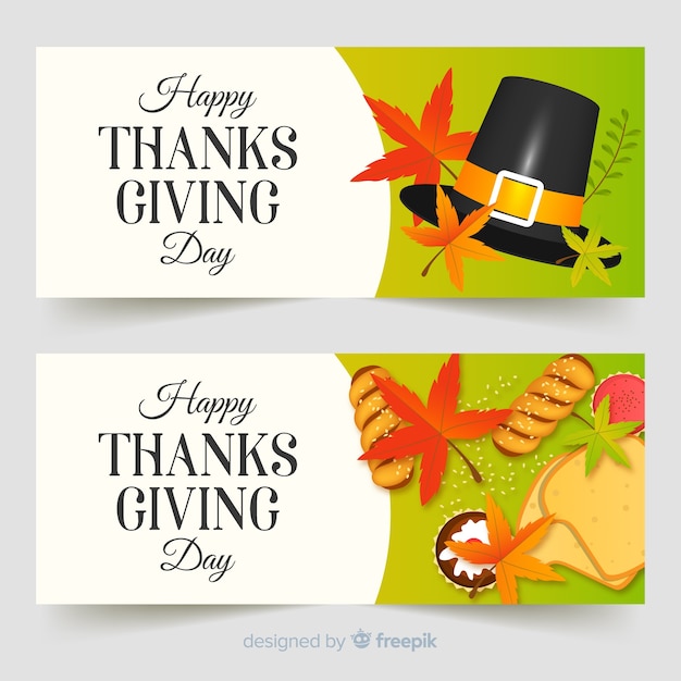 Thanksgiving daybanner die met de herfstelementen wordt geplaatst