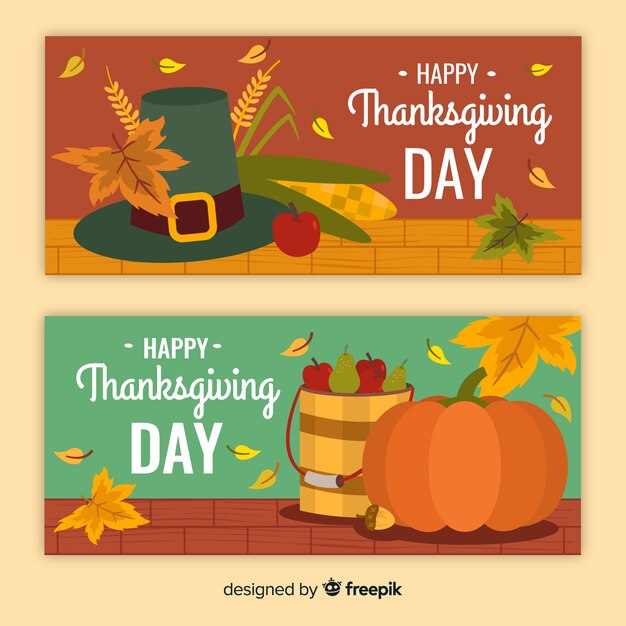 Thanksgiving daybanner die met pompoenen wordt geplaatst