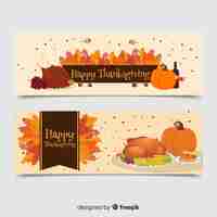 Gratis vector thanksgiving daybanner die met voedsel wordt geplaatst