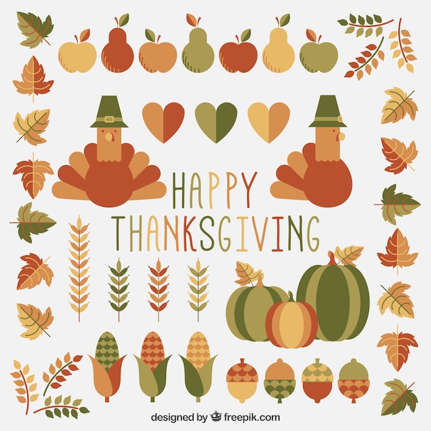 Gratis vector thanksgiving elementen in plat design