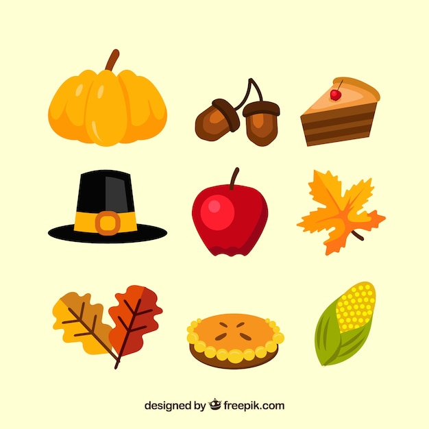 Gratis vector thanksgiving eten en elementen