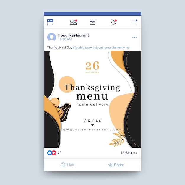 Gratis vector thanksgiving facebook-bericht