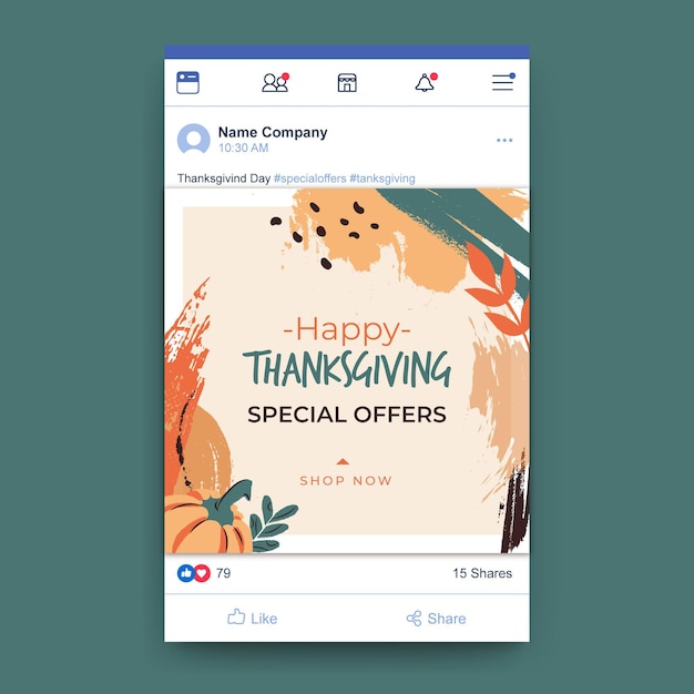 Gratis vector thanksgiving facebook-bericht