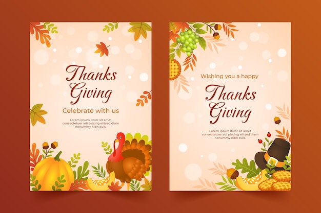 Gratis vector thanksgiving-kaarten met kleurovergang