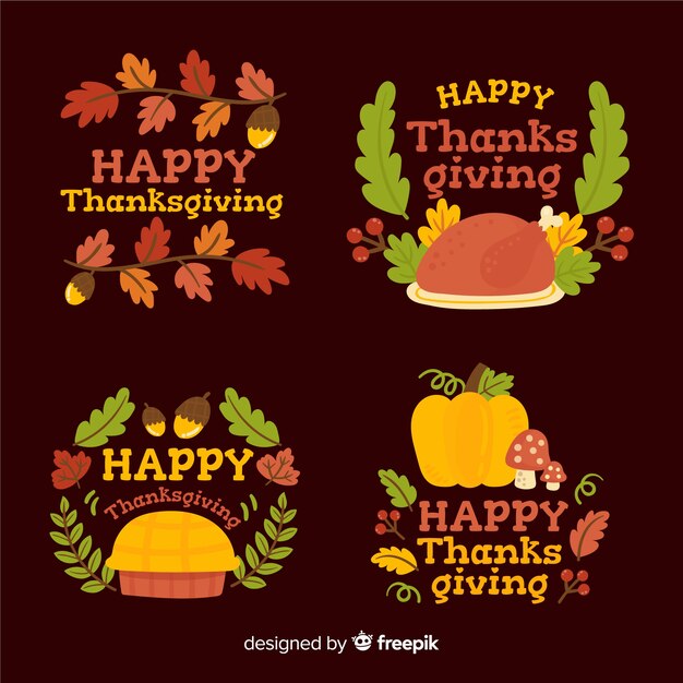 Gratis vector thanksgiving label collectie hand getekend ontwerp