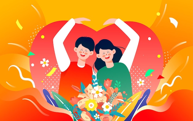 Thanksgiving liefhebbers figuur dan hart illustratie liefde valentijnsdag cadeau poster