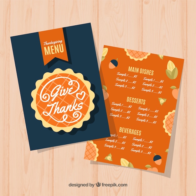 Gratis vector thanksgiving menu in vintage stijl