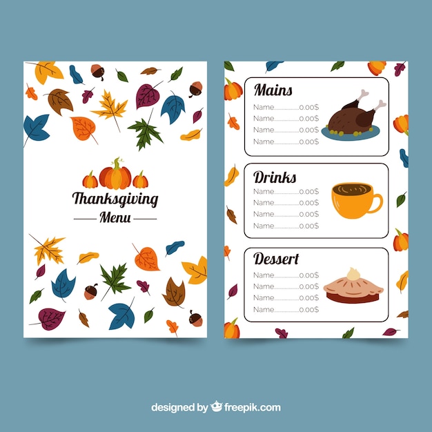 Thanksgiving menu sjabloon