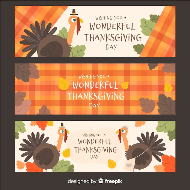 Thanksgiving turkije banner set