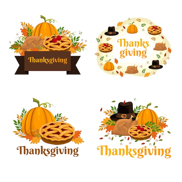 Gratis vector thanksgiving viering etiketten collectie