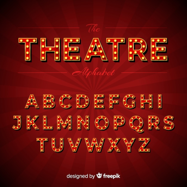 Gratis vector theater gloeilamp alfabet
