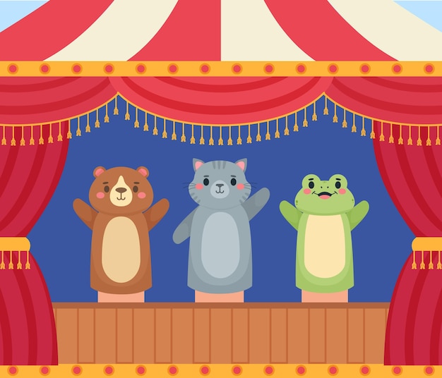 Gratis vector theatrale poppenshow achtergrond