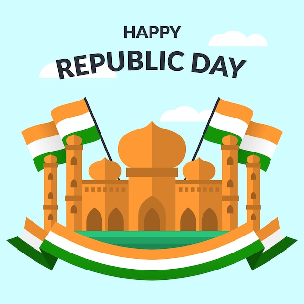 Gratis vector thematisch plat ontwerp voor de dag van de republiek van india