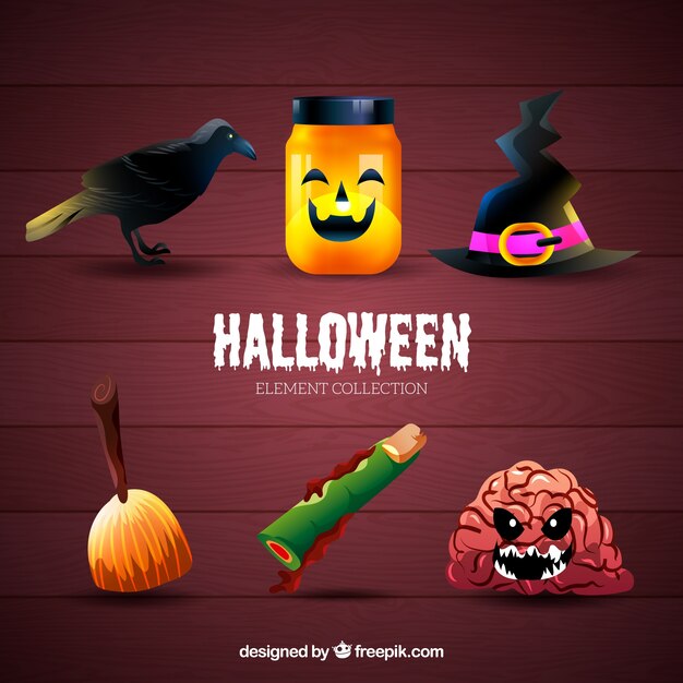 Thematische collectie van typische Halloween-items