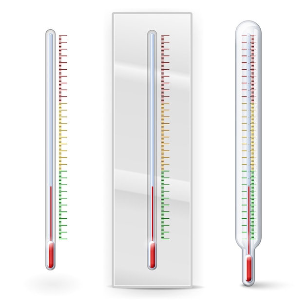 Gratis vector thermometers met geïsoleerde schaalverdelingen