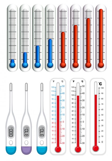 Thermometers op verschillende schalen