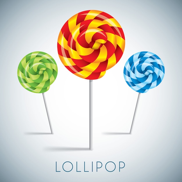 Three Lollipop Collection met verschillende felle kleuren en grappige snoepjes illustratie