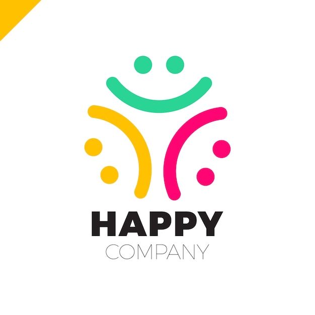 Three smile people logo - happy community-pictogram Premium Vector