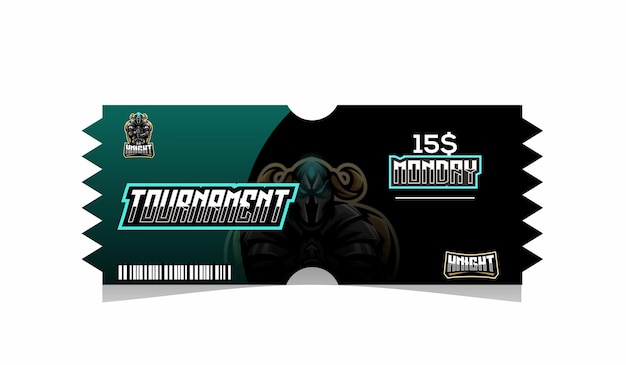 Gratis vector ticket esport-toernooisjabloonontwerpen