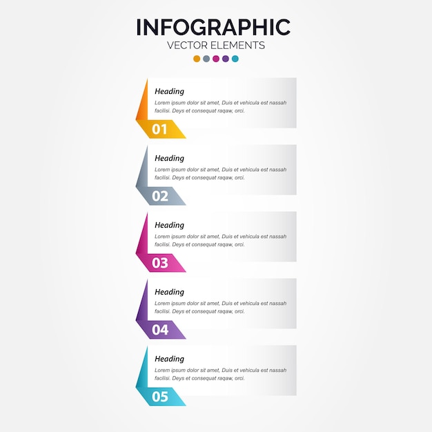 Tijdlijn 5 opties verticale infographic voor presentaties workflow procesdiagram stroomschema rapport